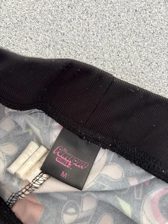 Powerpuff Girls Allover Cartoon Print Joggers Black Y2K Lounge Pants Size M - Picture 4 of 8